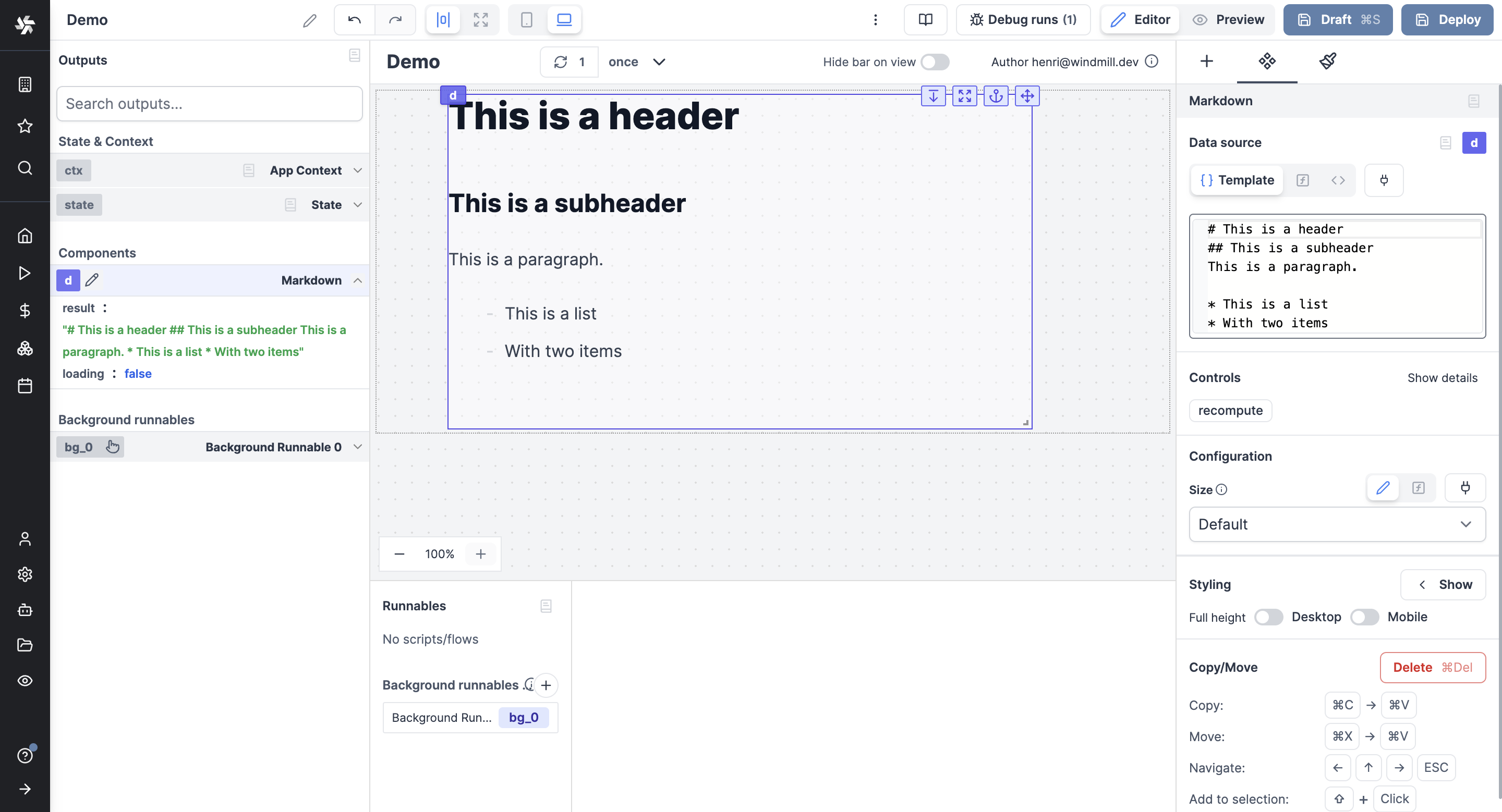 Markdown component Markdown component