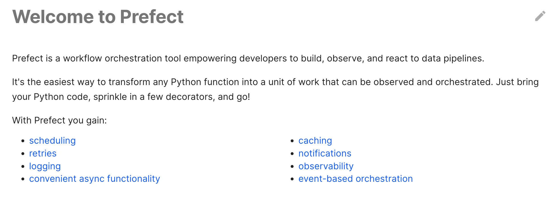 Prefect features Prefect features