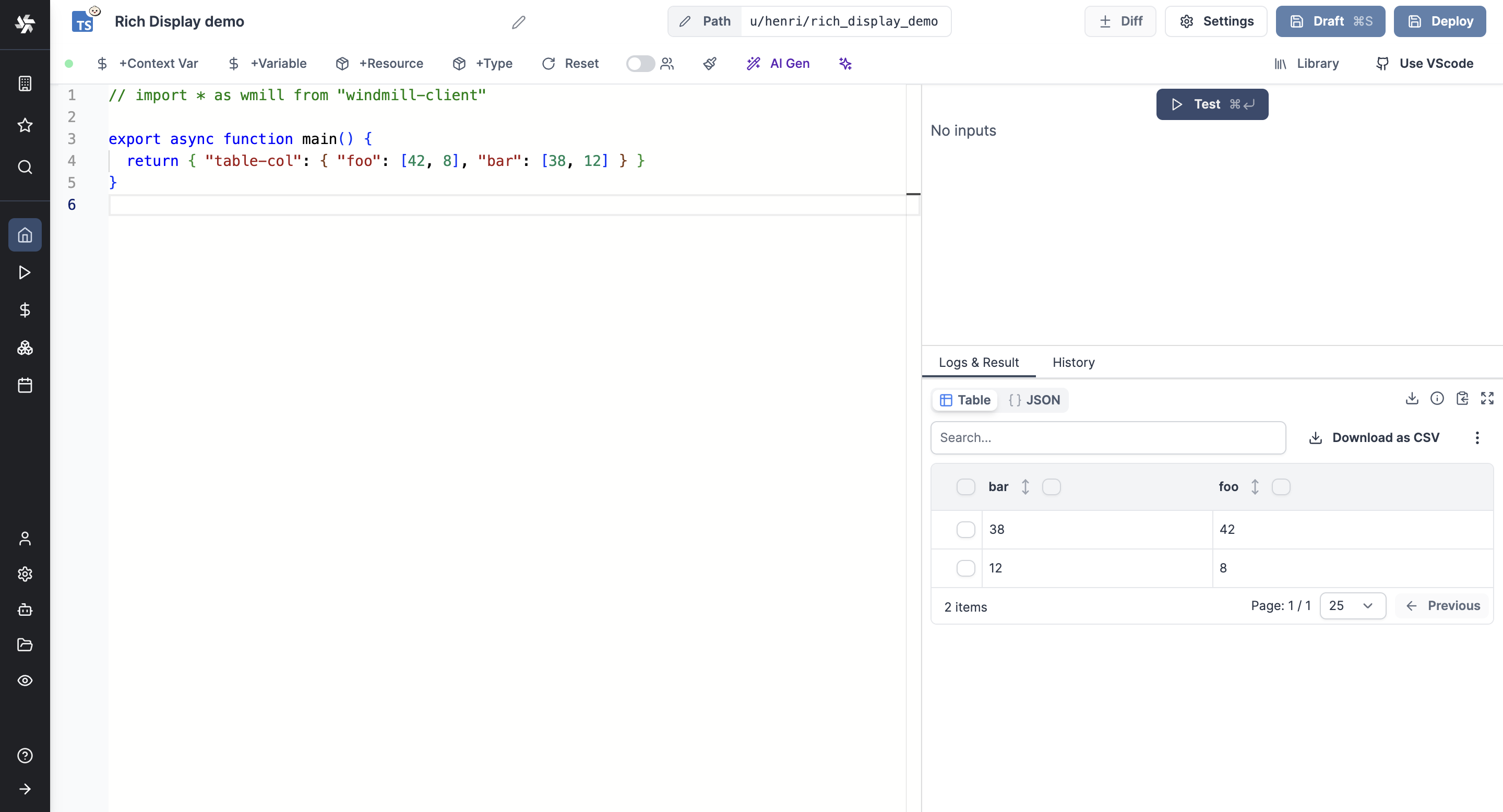 Rich display Table Column Rich display Table Column